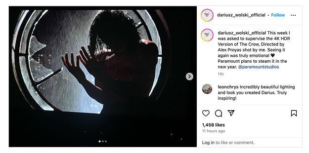 Dariusz Wolski Instagram post