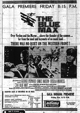 The Blue Max - Indiana Premiere Newspaper Ad