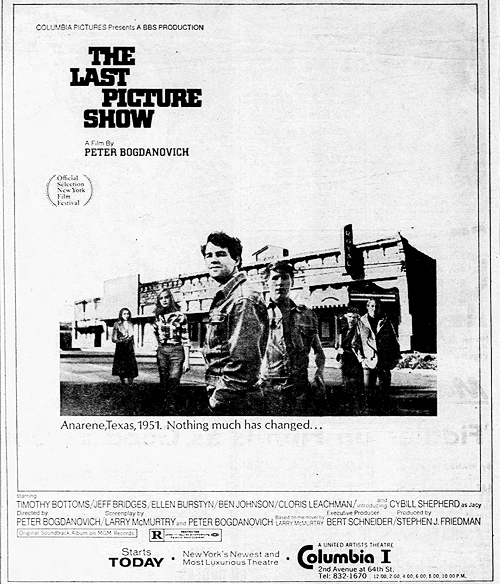 The Last Picture Show newspaper ad