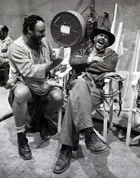 On the set of Raiders of the Lost Ark (1981)