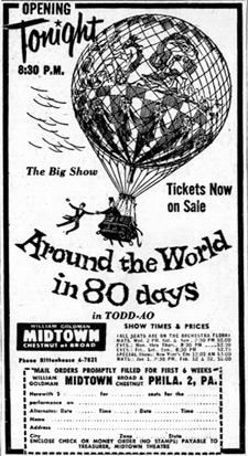 Newspaper ad for Around the World in 80 Days
