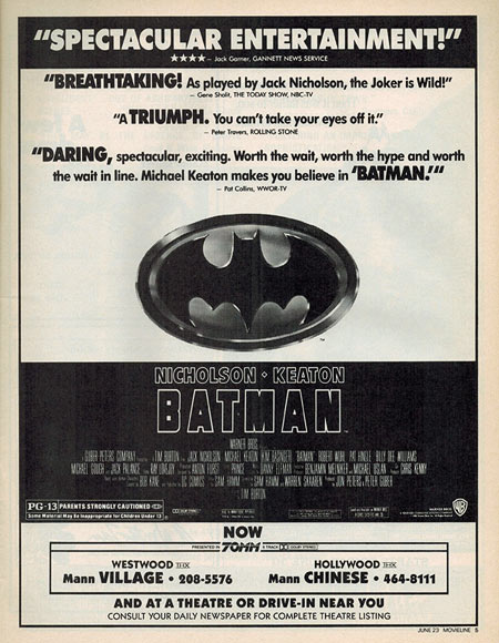Batman Los Angeles newspaper ad