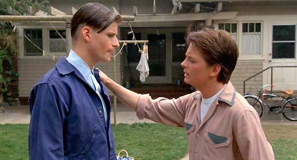 Crispin Glover and Michael J. Fox