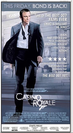 A newspaper ad for Casino Royale in theaters