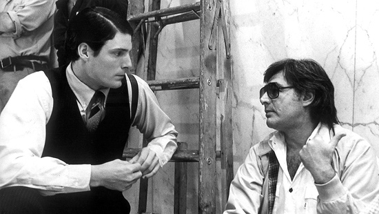 Christopher Reeve and Richard Donner on the set of Superman